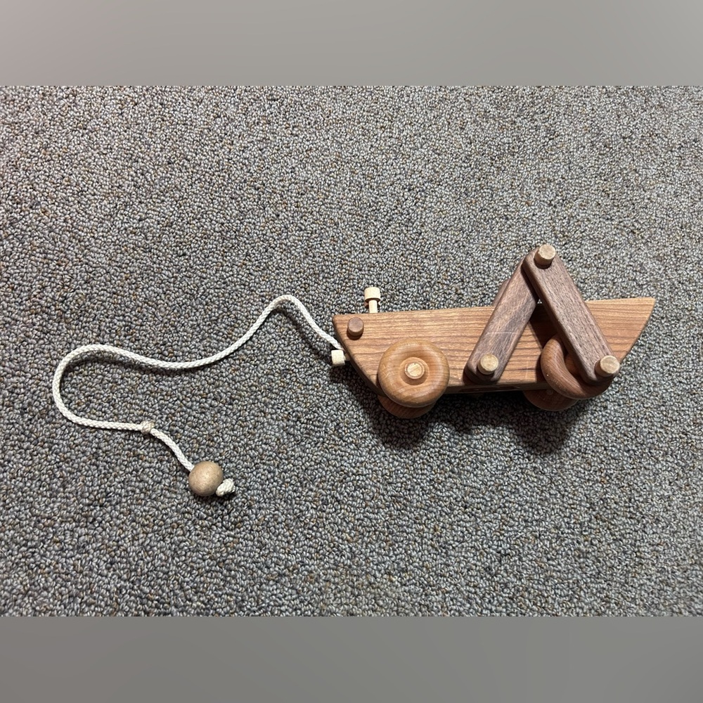 Wooden handmade cricket pull toy